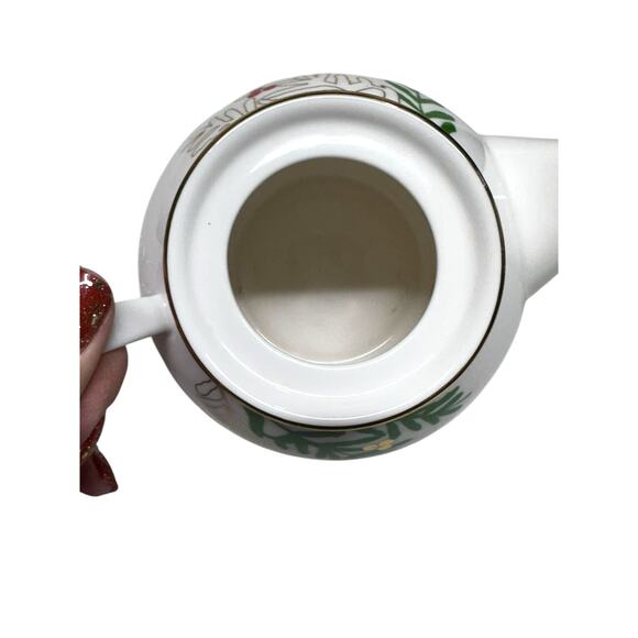 Lenox Merry and Bright Pine and Berry Teapot 24K Gold and Platinum Accents Rare! - Picture 12 of 12